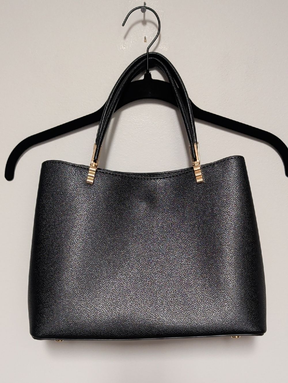 Classic Black Structured Tote Handbag